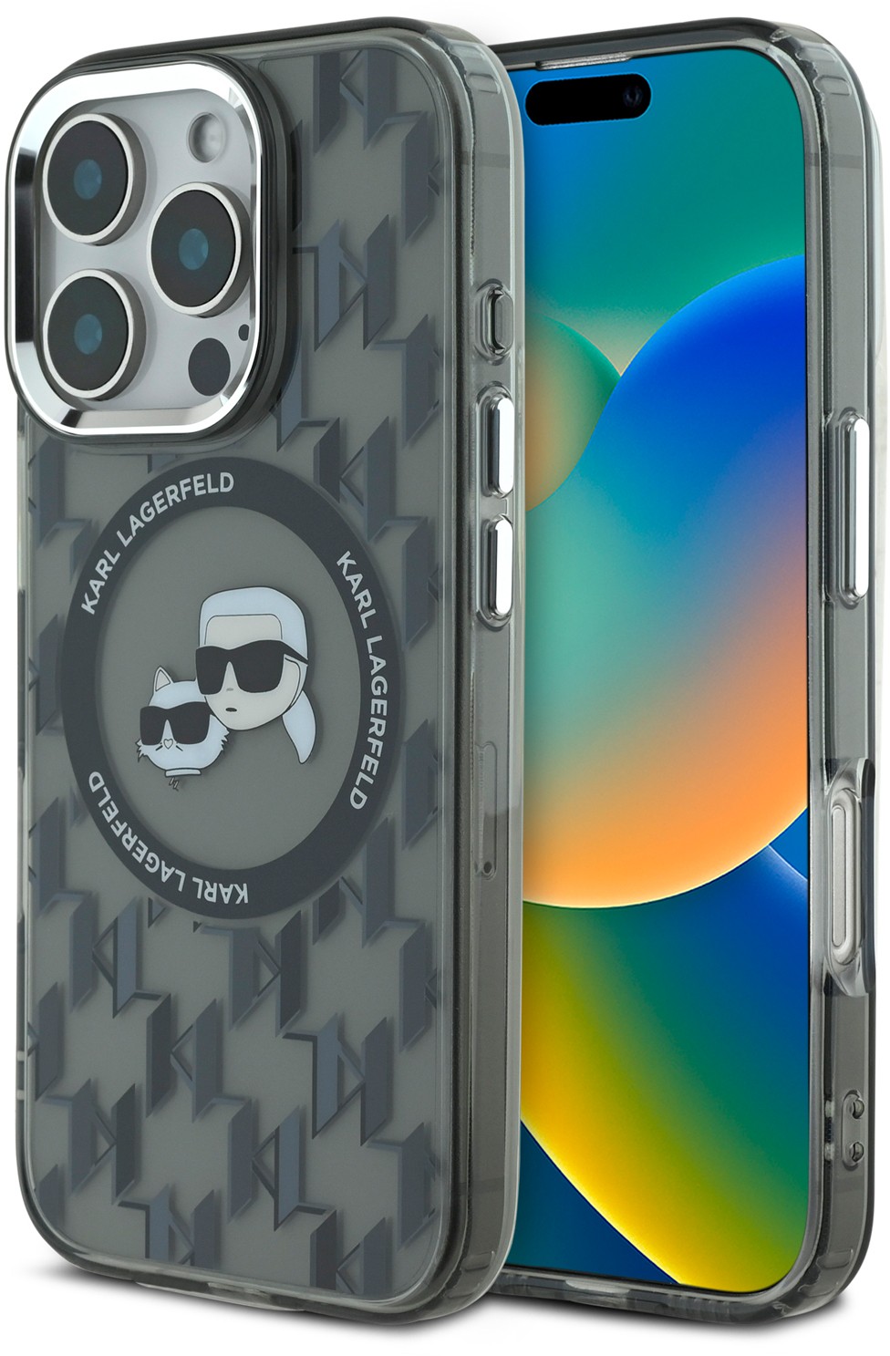 

Чехол Karl Lagerfeld Monogram NFT & Choupette MagSafe для iPhone 16 Pro, черный, Чехол Monogram NFT & Choupette MagSafe для iPhone 16 Pro, черный