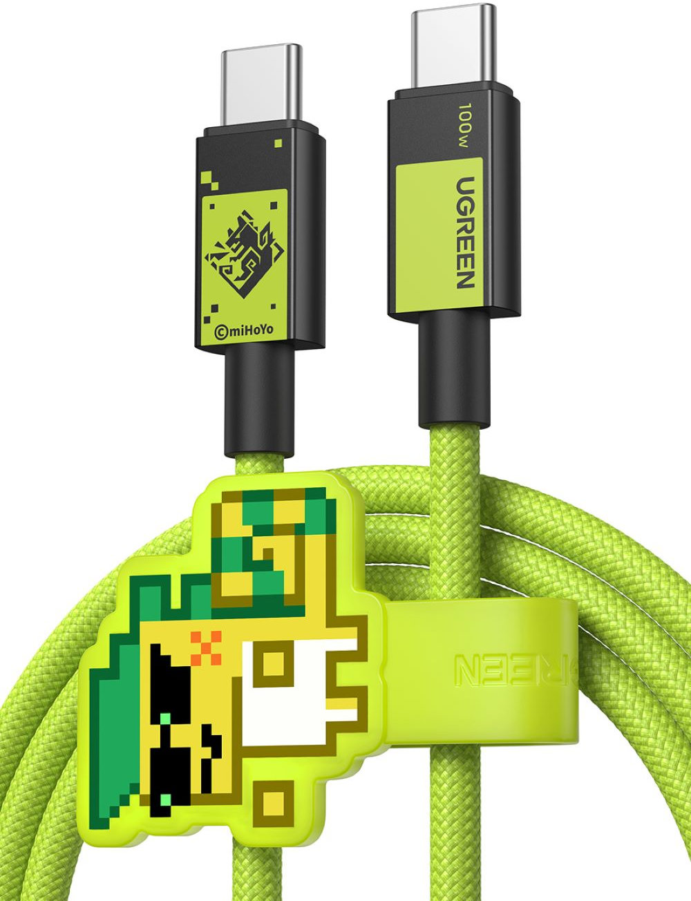 Кабель UGREEN x Genshin Impact USB-C - USB-C, 1 м, зеленый