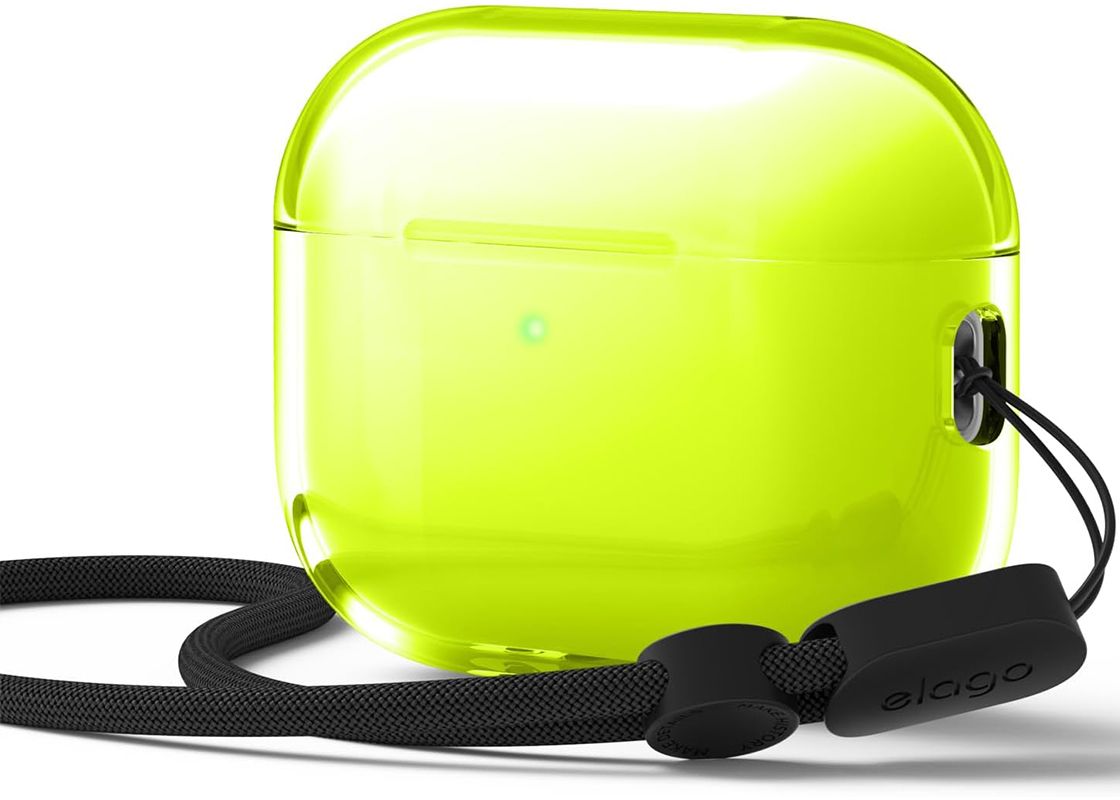 

Чехол Elago Clear Strap Neon Yellow для AirPods 3, желтый, Жёлтый, Чехол Clear Strap Neon Yellow для AirPods 3, желтый