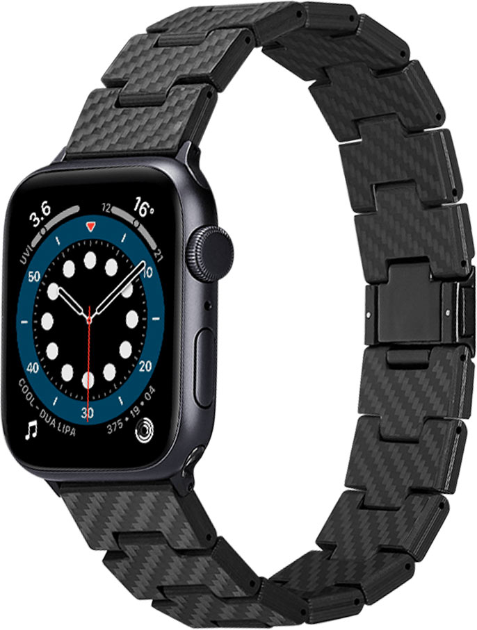 Ремешок Pitaka Retro для Apple Watch, 42/44/45мм, карбон, черно-серый