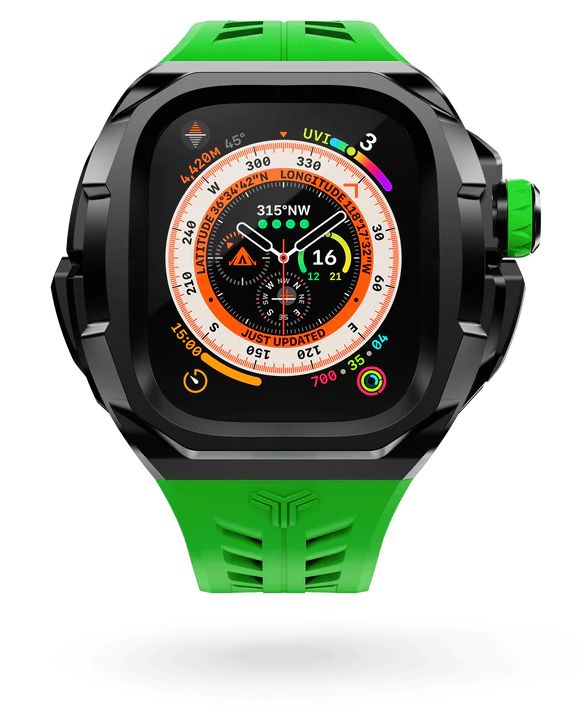 

Y24 Чехол для Apple Watch 49 мм, сталь/силикон, черный/зеленый, Зелено-черный