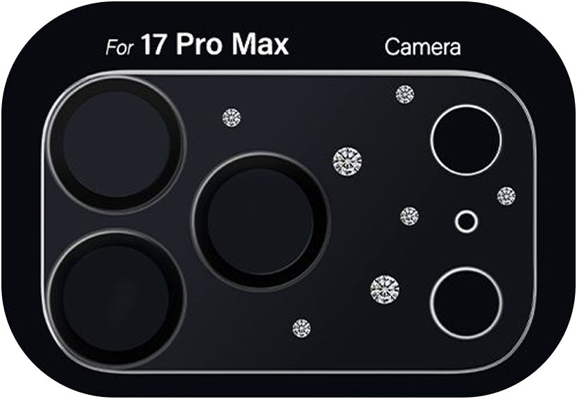 

Защита блока камеры PYNANA Diamond Sky Series для iPhone 17 Pro Max, черный, Защита блока камеры Diamond Sky Series для iPhone 17 Pro Max, черный