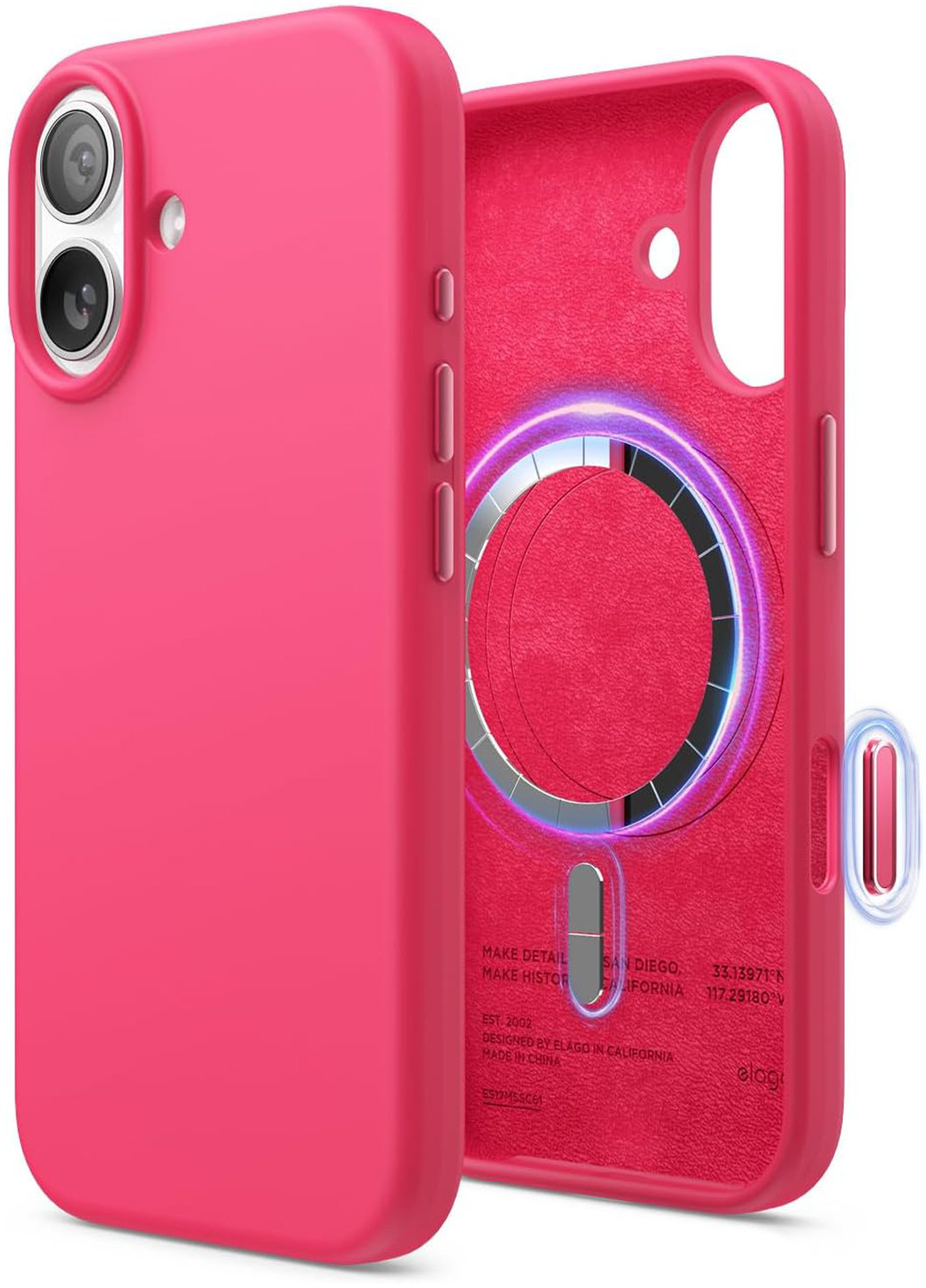 

Чехол Elago Magnetic Cobalt Blue для iPhone 17, MagSafe, силикон, красный, Розовый, Чехол Magnetic Cobalt Blue для iPhone 17, MagSafe, силикон, красный