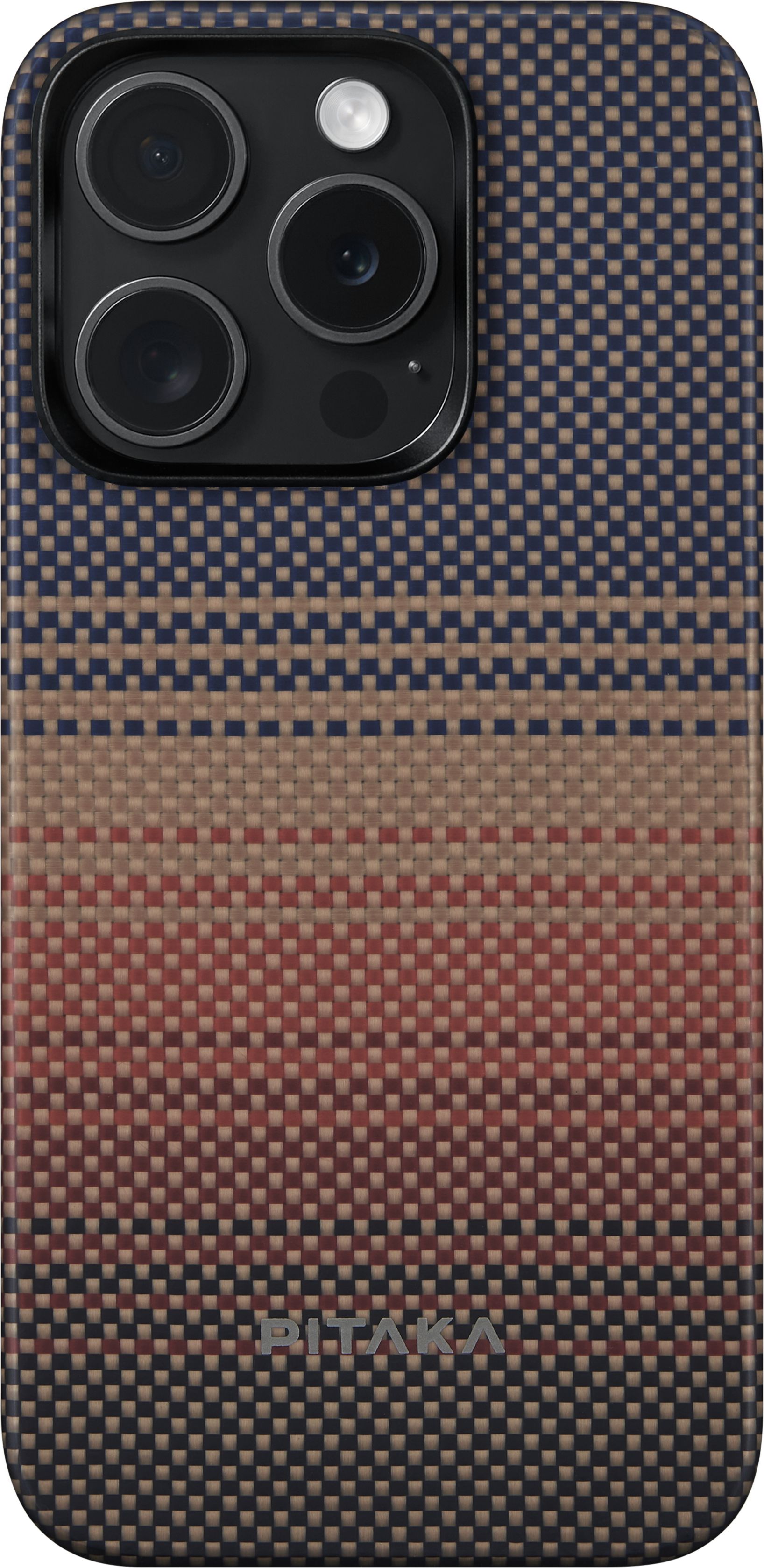 Бренд Чехол Pitaka Fusion Weaving MagEZ Case 5 для iPhone 15 Pro, кевлар, синий/коричневый