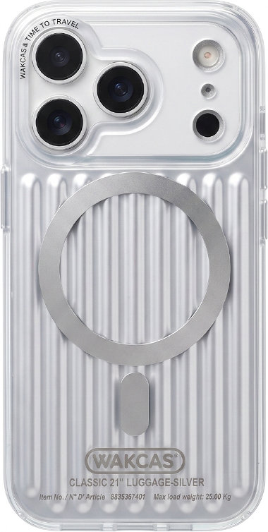 Чехол Wakcas Luggage для iPhone 17 Pro Max, серебристый