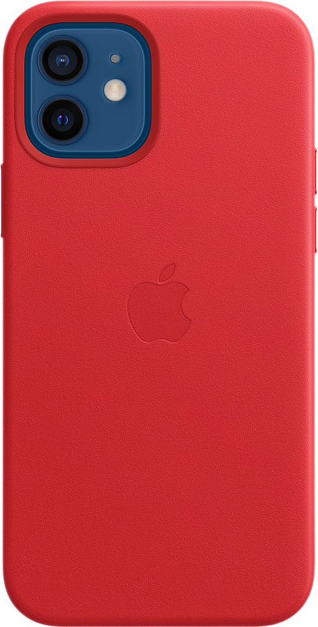фото Чехол magsafe для iphone 12/12 pro, кожа, красный (product)red apple