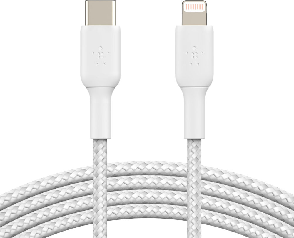 Belkin Кабель USB-C - Lightning, 2м, нейлон, белый