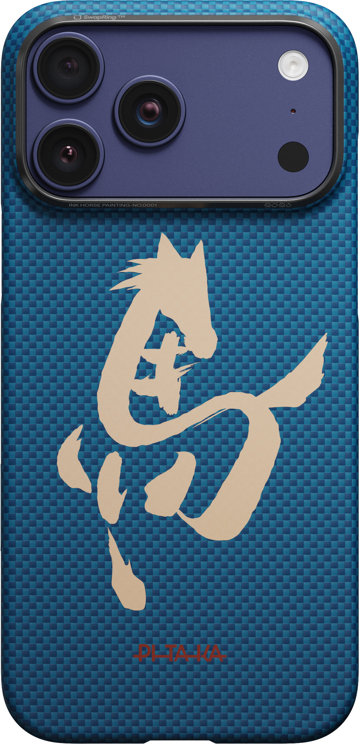 

Чехол Pitaka Ink Horse Painting для iPhone 17 Pro, синий, Чехол Ink Horse Painting для iPhone 17 Pro, синий