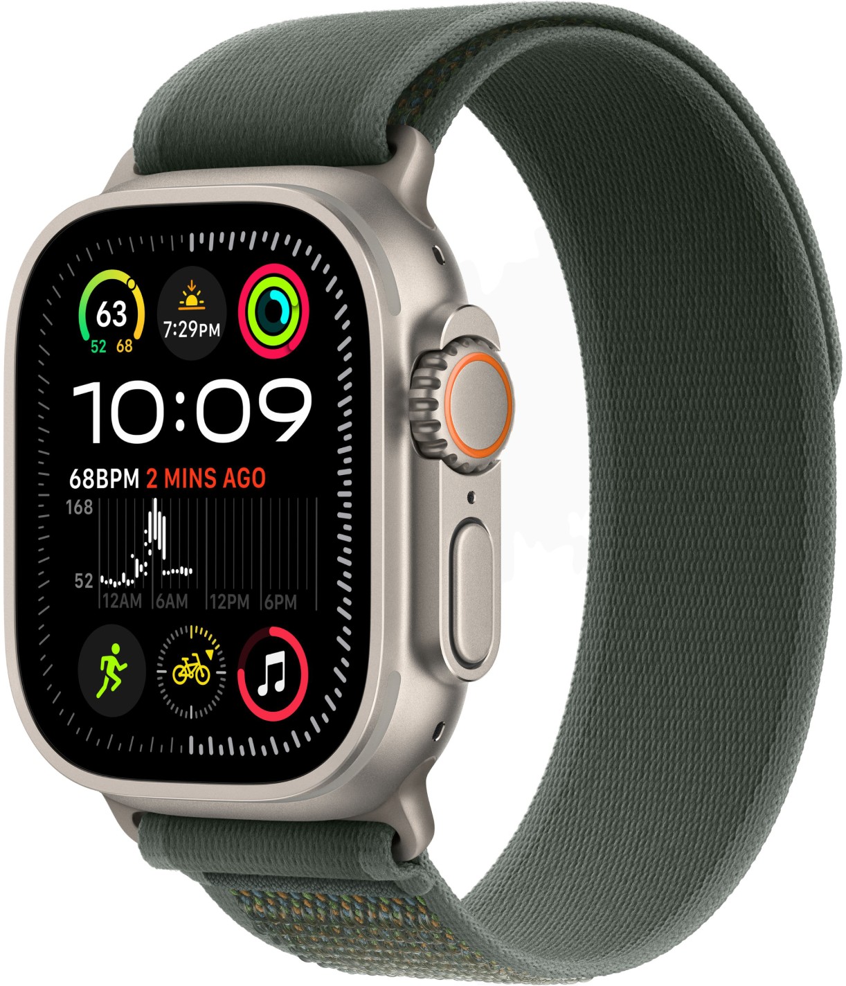 

Apple Watch Ultra 2 GPS + Cellular, 49 мм, корпус из бежевого титана, ремешок Trail зеленого цвета, размер M, Зеленый, Watch Ultra 2 GPS + Cellular, 49 мм, корпус из бежевого титана, ремешок Trail зеленого цвета, размер M