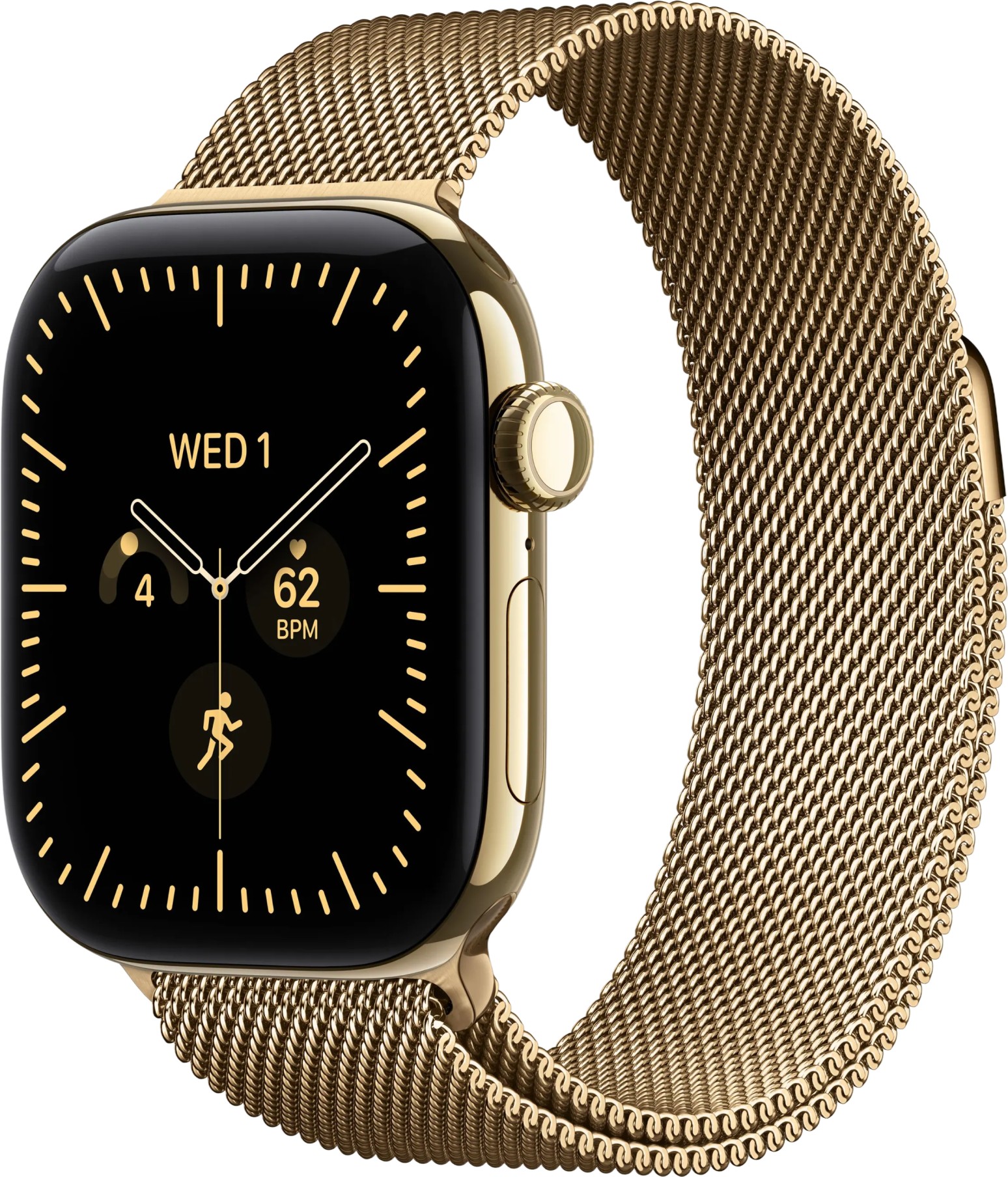 Apple Watch Series 12, 46 mm, GPS+Cellular, Radiant Gold Titanium, Radiant Gold Milanese Loop, M/L