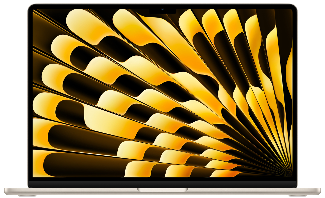 Apple MacBook Air 15" (M3, 8C CPU/10C GPU, 2024), 16 ГБ, 256 ГБ SSD, 35 W, «сияющая звезда»