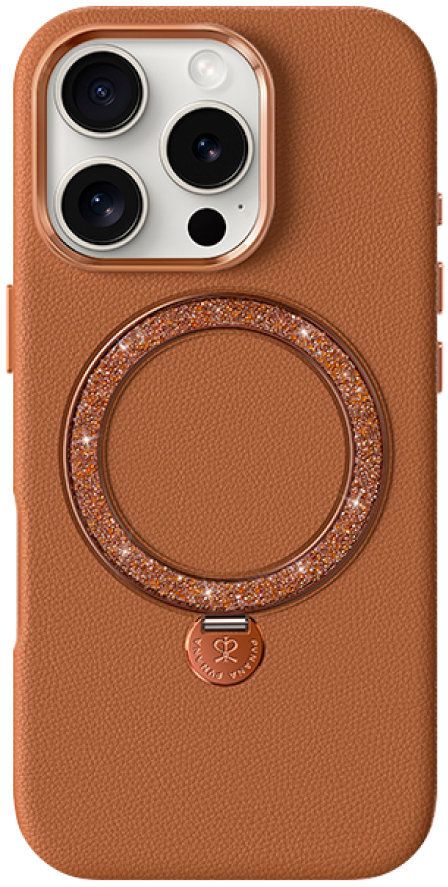 PYNANA Чехол Dancing Circle Series MagSafe для iPhone 16 Pro, коричневый