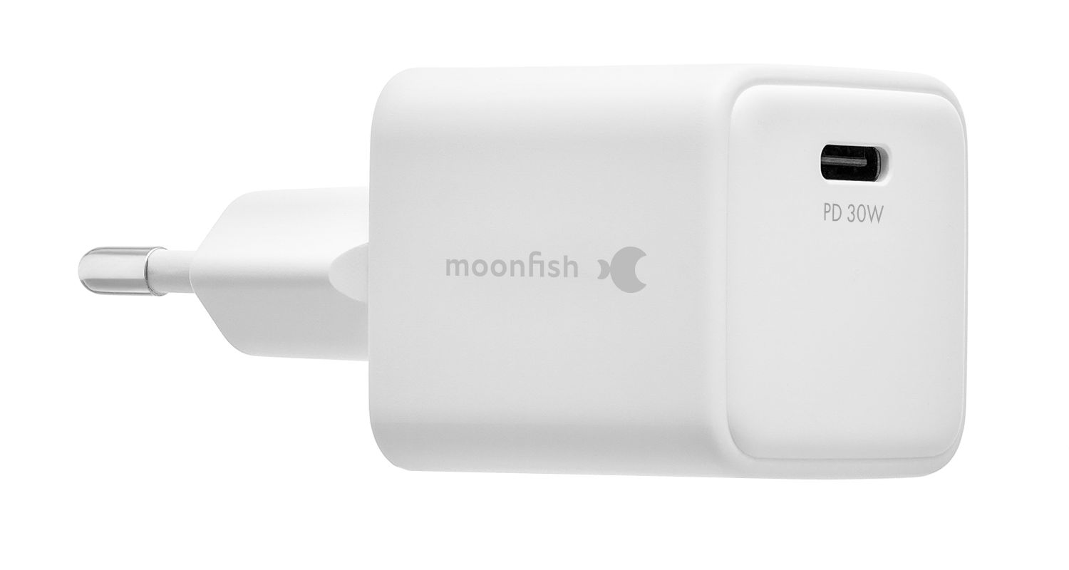 Сетевое зарядное устройство moonfish USB-C, GaN, PD, 30 Вт, белый