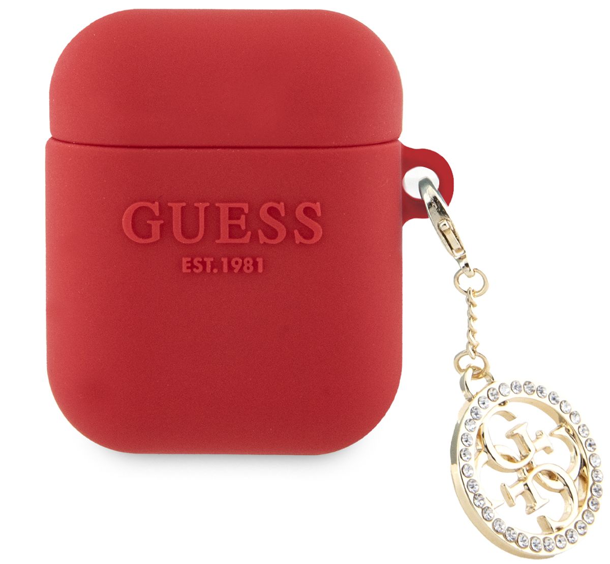 Бренд Чехол Guess Diamond Charm для Airpods 1/2, фуксия