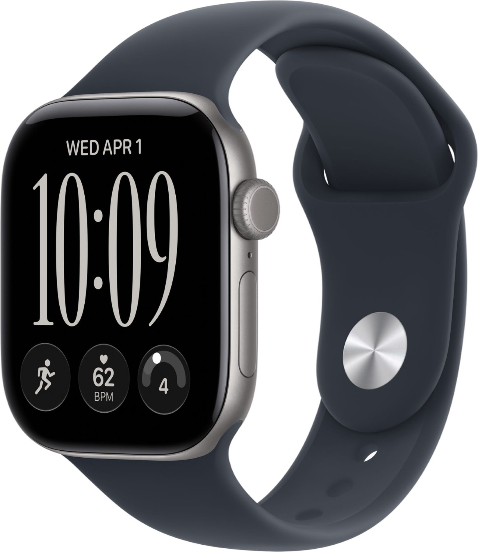 Apple Watch Series 12, 46 mm, GPS, Space Gray Aluminum, Navy Blue Sport Band, M/L
