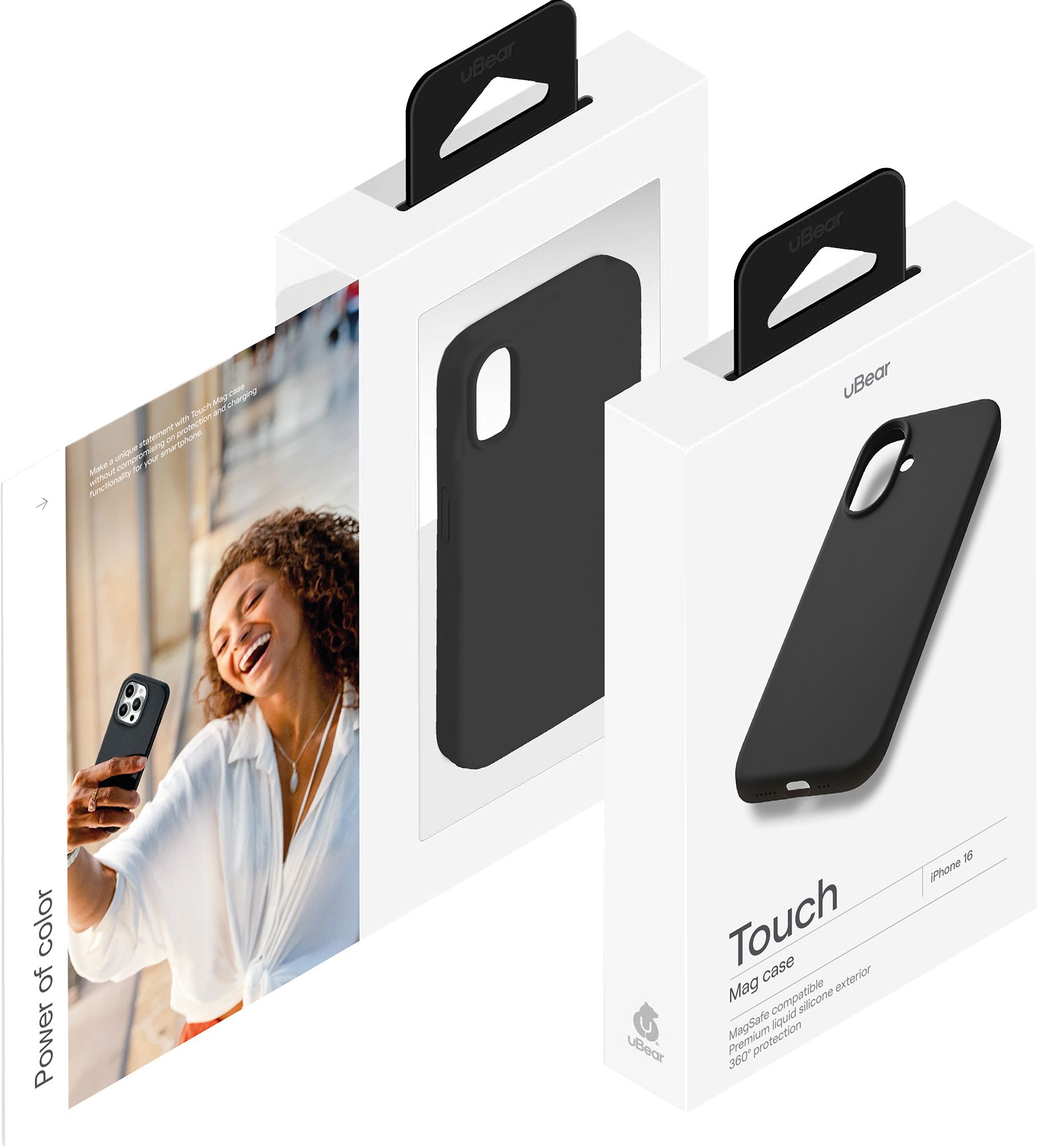 Чехол uBear Touch Case MagSafe для iPhone 16, soft-touch, черный
