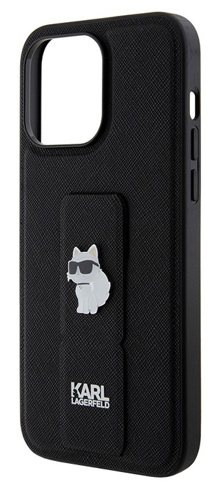 Karl Lagerfeld Чехол Saffiano GripStand Choupette для iPhone 15 Pro, черный