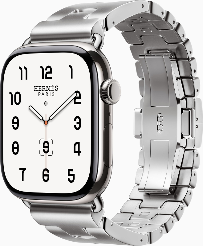 Apple Watch Series 10 Hermes, 46 мм, титановый корпус, ремешок из нержавеющей стали, размер L