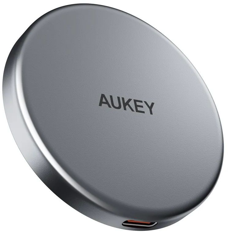 Беспроводное зарядное устройство Aukey Magnetic Qi2, 15 Вт, серый