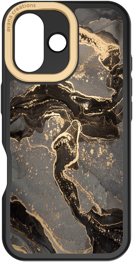 

Чехол Avana Marbly MagSafe для iPhone 17, полуночное золото, Черный, Чехол Avana Marbly MagSafe для iPhone 17, полуночное золото