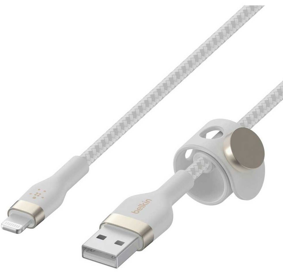 Кабель Belkin USB-A -  Lightning, 1м, нейлон, белый Вид№4