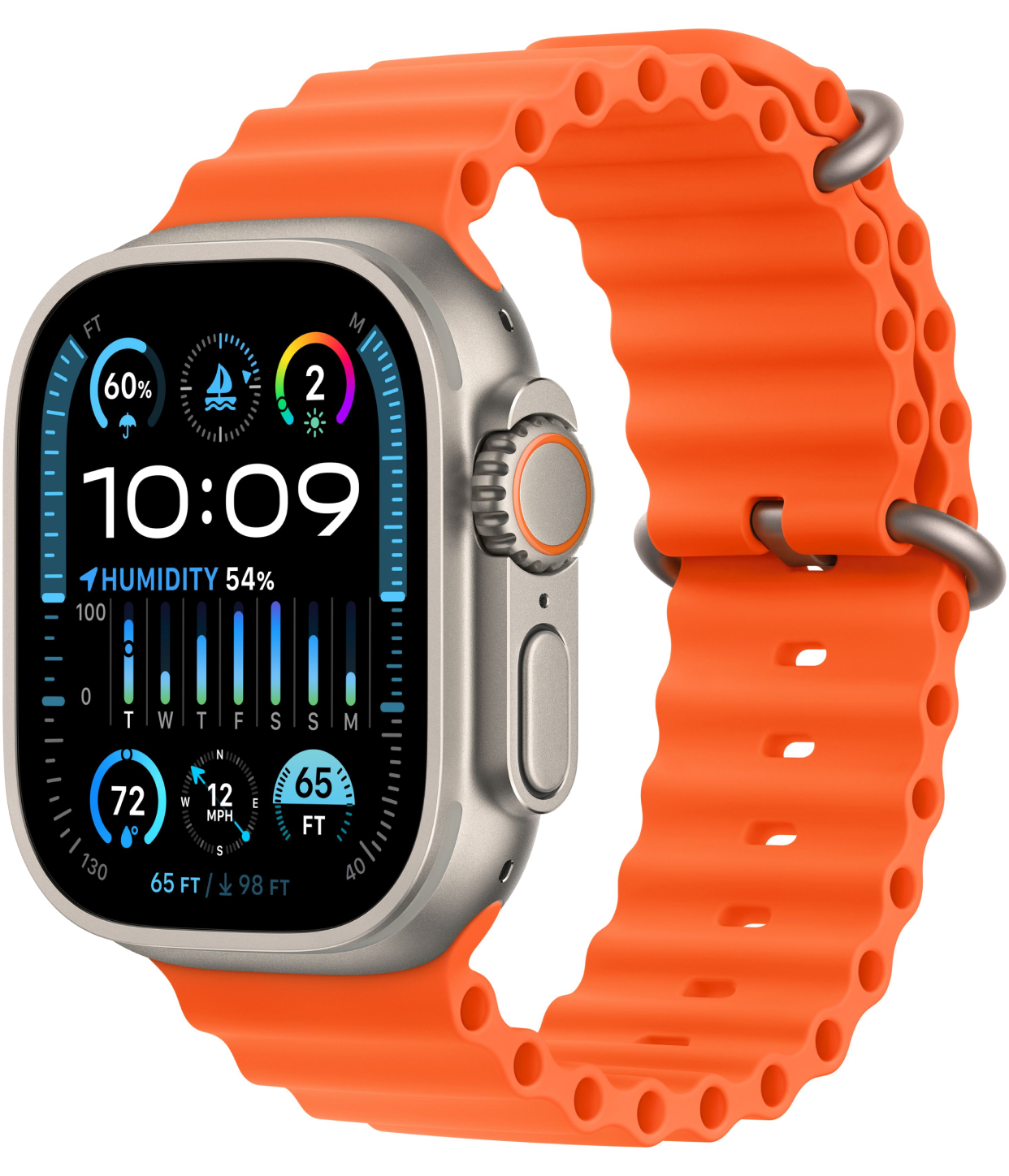 Бренд Apple Watch Ultra 2 GPS + Cellular, 49 мм, корпус из титана, ремешок Ocean оранжевого цвета