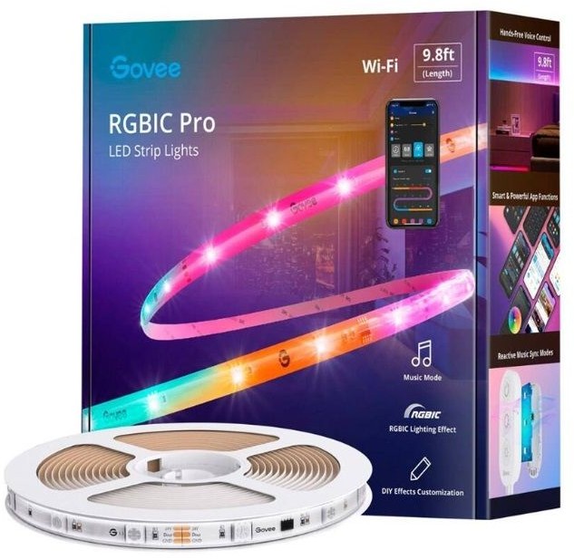 Govee Лента светодиодная Protective Coating Wi-Fi RGBIC, 3 м, цветной