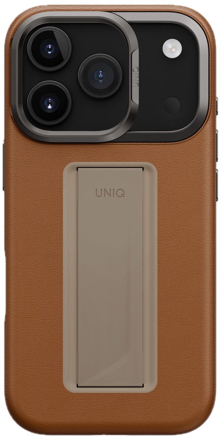

Чехол Uniq Heldro PRO Leatherette + FlexGrip Magsafe для iPhone 17 Pro, карамель, Коричневый, Чехол Heldro PRO Leatherette + FlexGrip Magsafe для iPhone 17 Pro, карамель