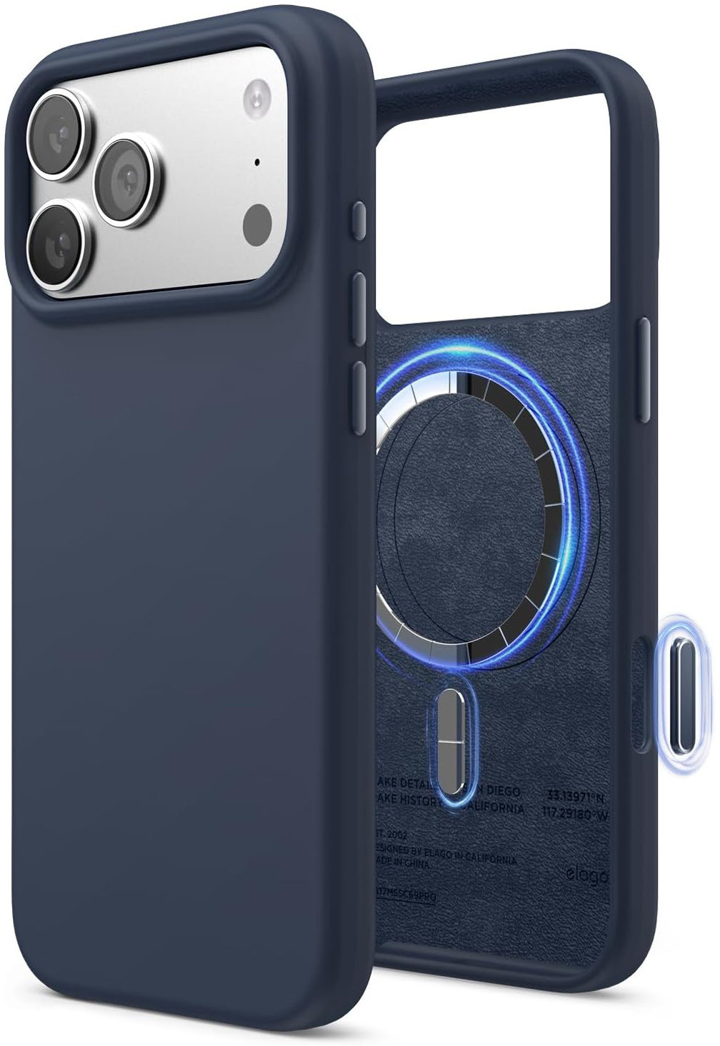 

Чехол Elago Magnetic Jean Indigo для iPhone 17 Pro Max, MagSafe, силикон, темно-синий, Чехол Magnetic Jean Indigo для iPhone 17 Pro Max, MagSafe, силикон, темно-синий
