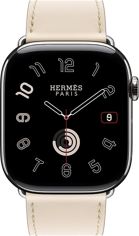 Apple Watch Series 10 Hermes, 46 мм, титановый корпус, кожаный ремешок бежевого цвета Фото-2