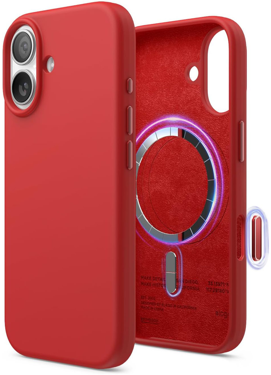 

Чехол Elago Magnetic Red для iPhone 17, MagSafe, силикон, красный, Чехол Magnetic Red для iPhone 17, MagSafe, силикон, красный