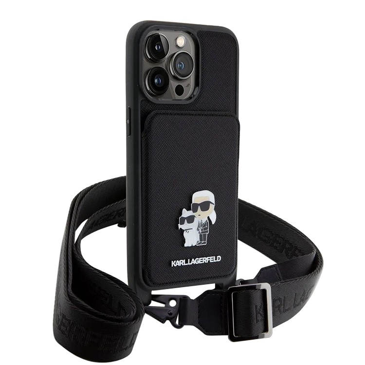 Чехол Karl Lagerfeld Saffiano Crossbody & Choupette Cardslot для iPhone 15 Pro, черный Фото-4