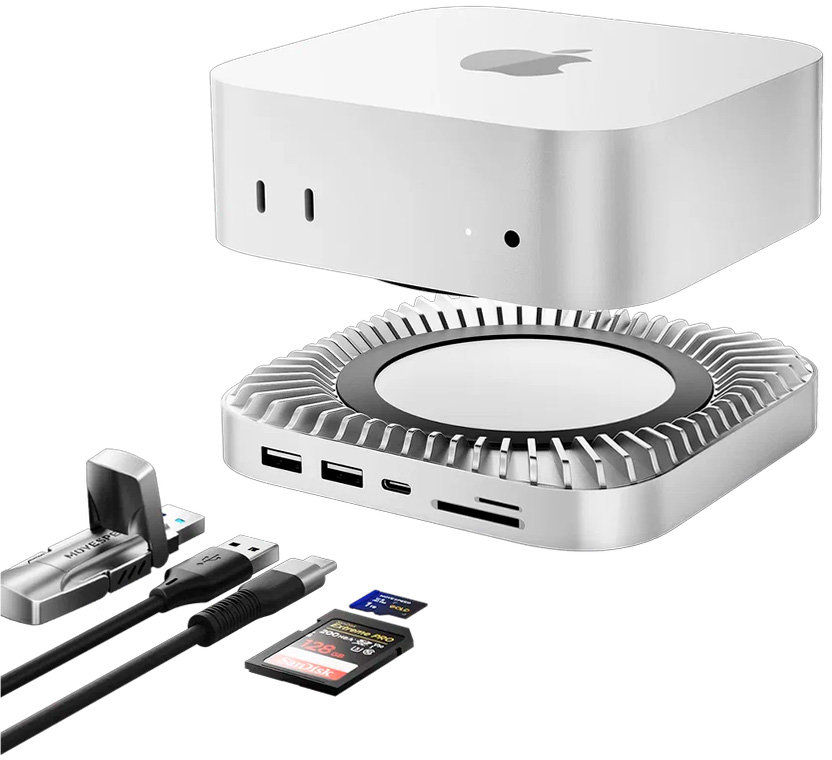 Адаптеры (переходники)  restore Movespeed Адаптер USB-C, USB-A, HDMI, mini-Jack, SD/microSD, серебряный