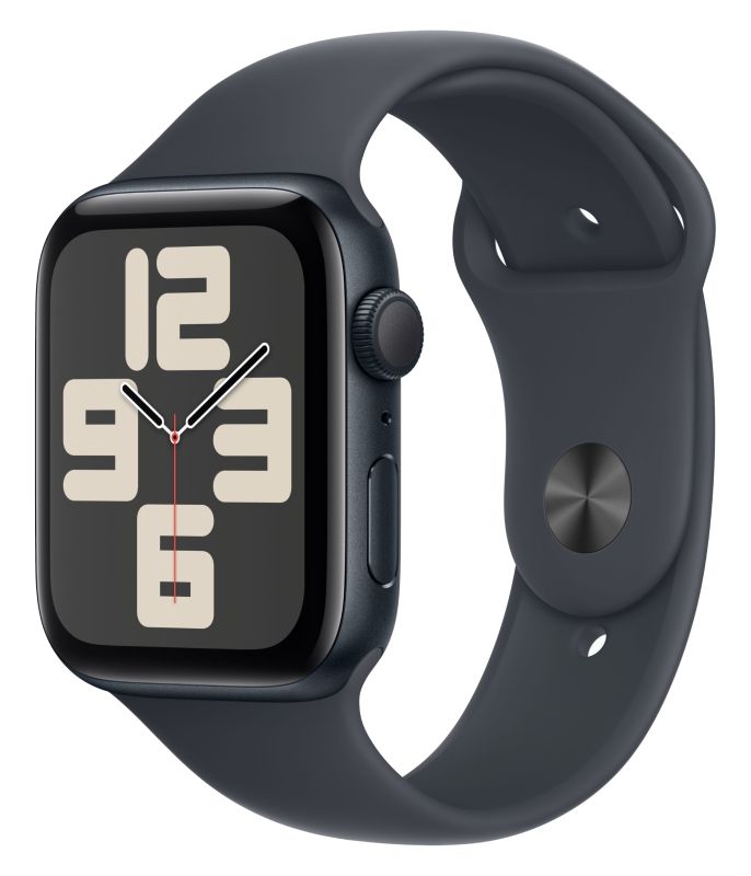   restore Apple Watch SE 2024, 44 мм, корпус из алюминия цвета «полуночный черный», спортивный ремешок цвета «полуночный черный» M/L