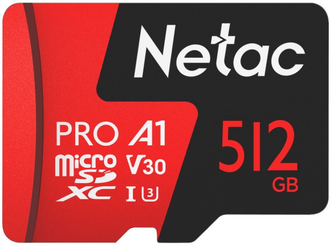 Карта памяти Netac Pro microSDXC, 512 ГБ, черный