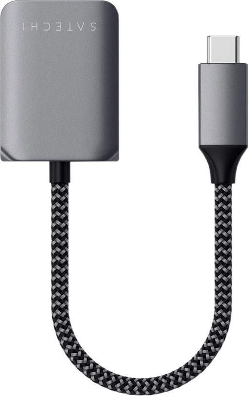 Адаптер USB-C - USB-C + AUX 3,5, PD, серый