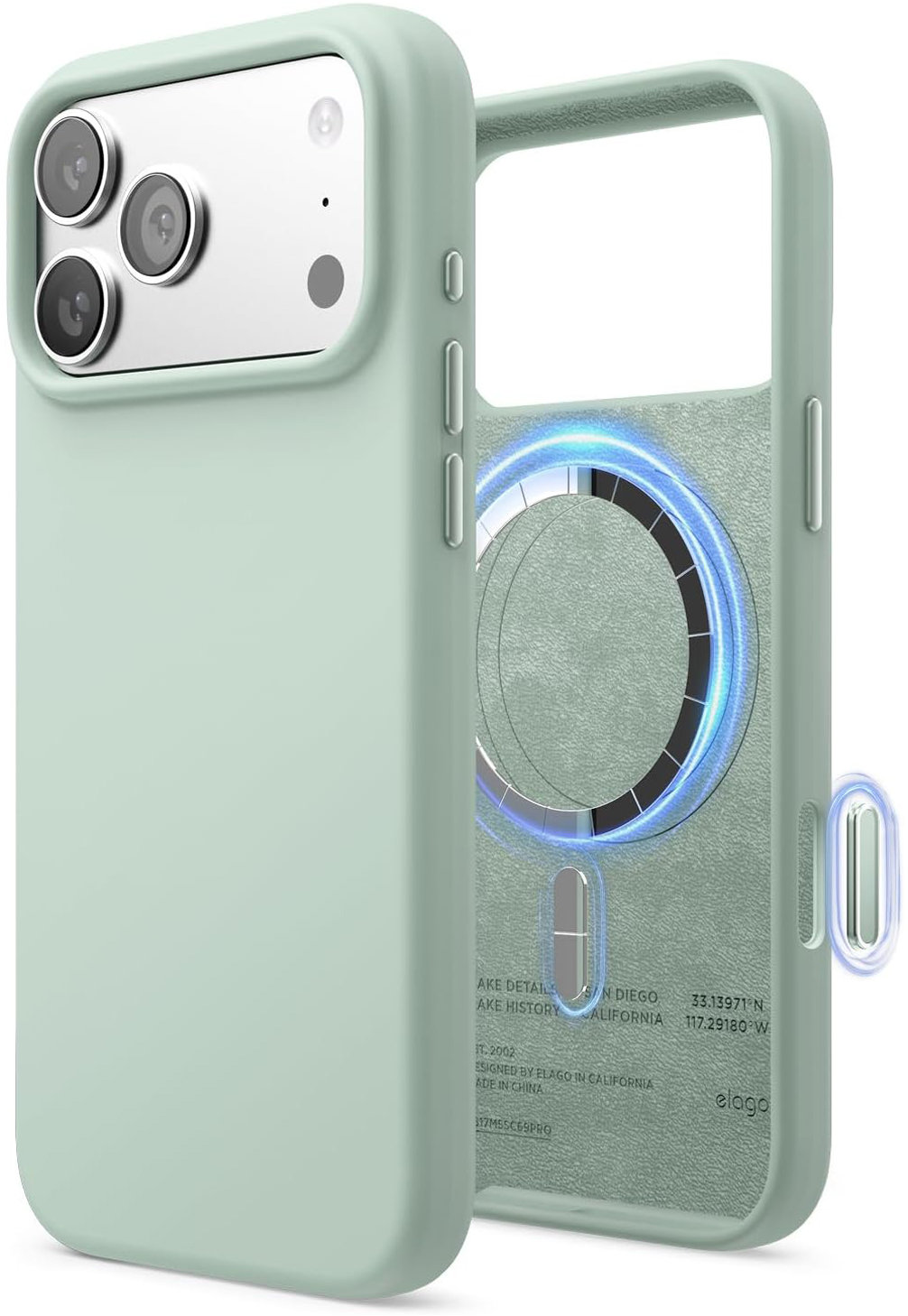 

Чехол Elago Magnetic Mint для iPhone 17 Pro Max, MagSafe, силикон, мятный, Чехол Magnetic Mint для iPhone 17 Pro Max, MagSafe, силикон, мятный
