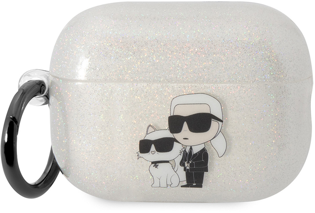 

Чехол Karl Lagerfeld & Choupette TPU Glitters для AirPods Pro 2, прозрачный, Чехол & Choupette TPU Glitters для AirPods Pro 2, прозрачный