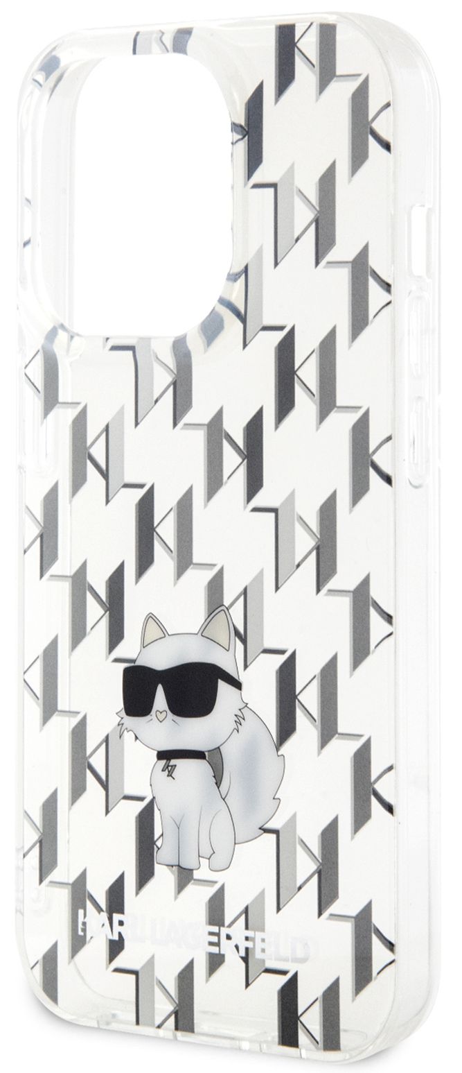 Бренд Чехол Karl Lagerfeld Monogram Choupette для iPhone 15 Pro, прозрачный