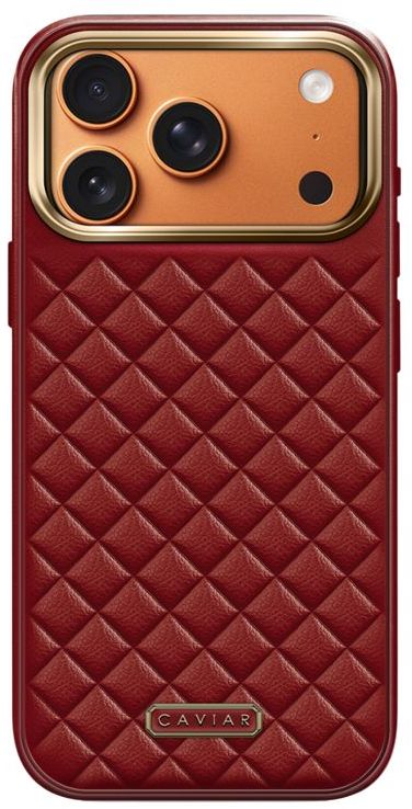 Чехол Caviar Leather Case для iPhone 17 Pro, кожа, красный
