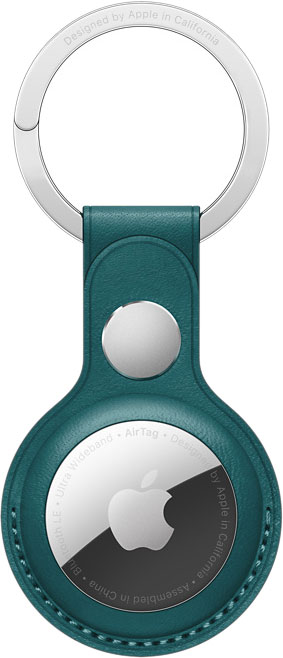 фото Брелок для airtag с кольцом для ключей, кожа, «зелёный лес» apple