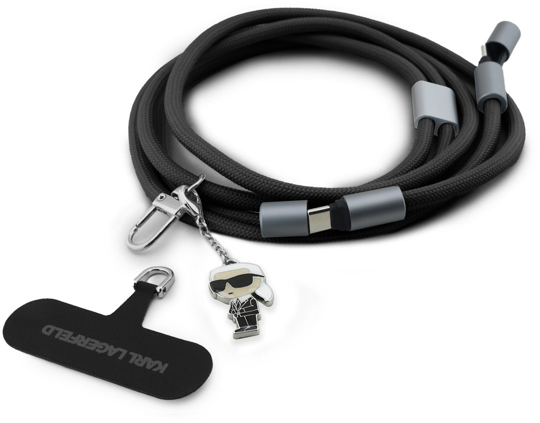 

Шнурок Karl Lagerfeld Crossbody Nylon cord + Кабель USB-C/C + NFT Karl, нейлон, черный, Шнурок Crossbody Nylon cord + Кабель USB-C/C + NFT Karl, нейлон, черный
