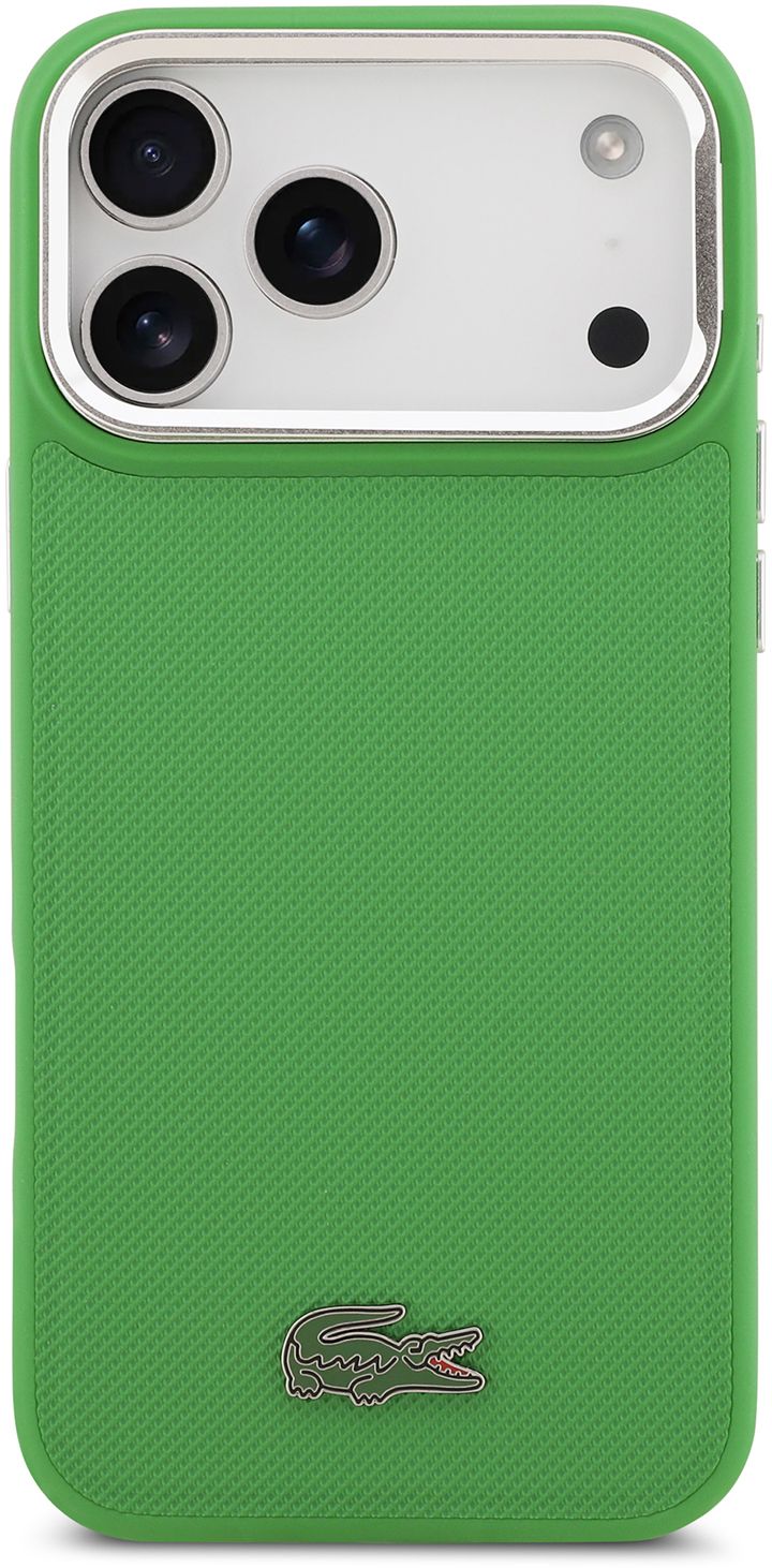 

Чехол Lacoste Lacquer Metal logo MagSafe для iPhone 17 Pro Max, зеленый, Чехол Lacquer Metal logo MagSafe для iPhone 17 Pro Max, зеленый