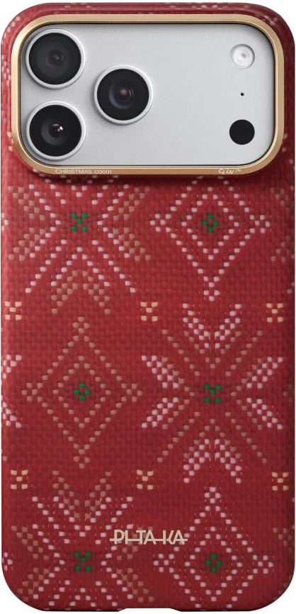 

Чехол Pitaka Ultra-Slim Case (PitaTap) Threads of Winter для iPhone 17 Pro, красный, Чехол Ultra-Slim Case (PitaTap) Threads of Winter для iPhone 17 Pro, красный