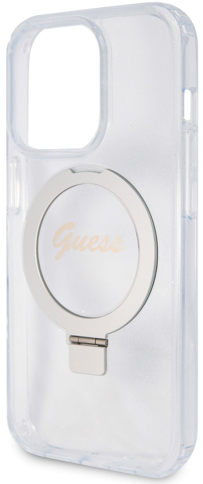 Бренд Чехол Guess Script Ring для iPhone 15 Pro MagSafe, прозрачный