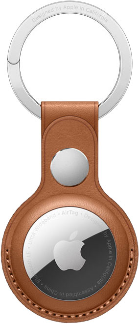 Брелок для AirTag с кольцом для ключей, кожа, золотисто-коричневый