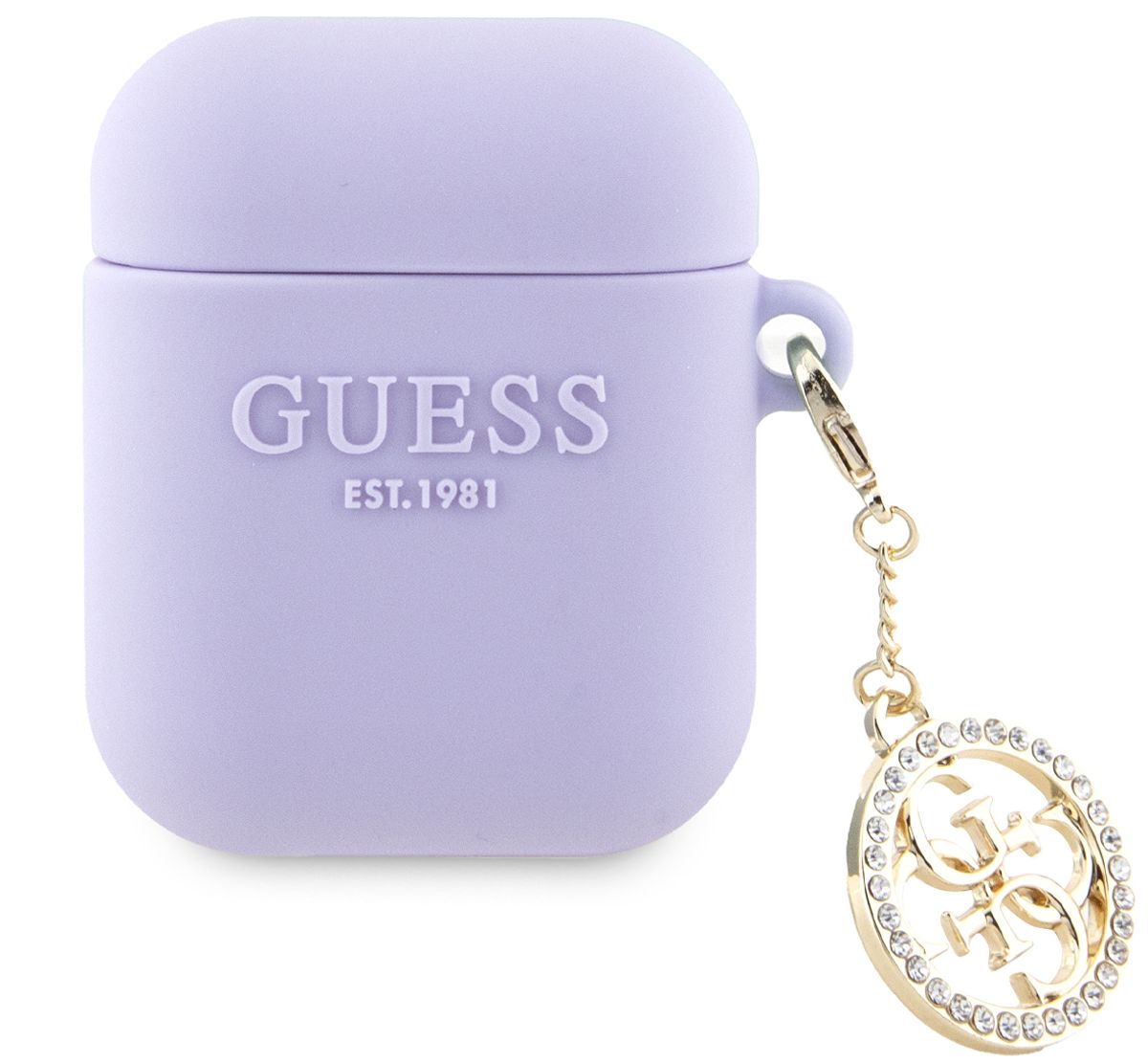 Бренд Чехол Guess Diamond Charm для Airpods 1/2, пурпурный