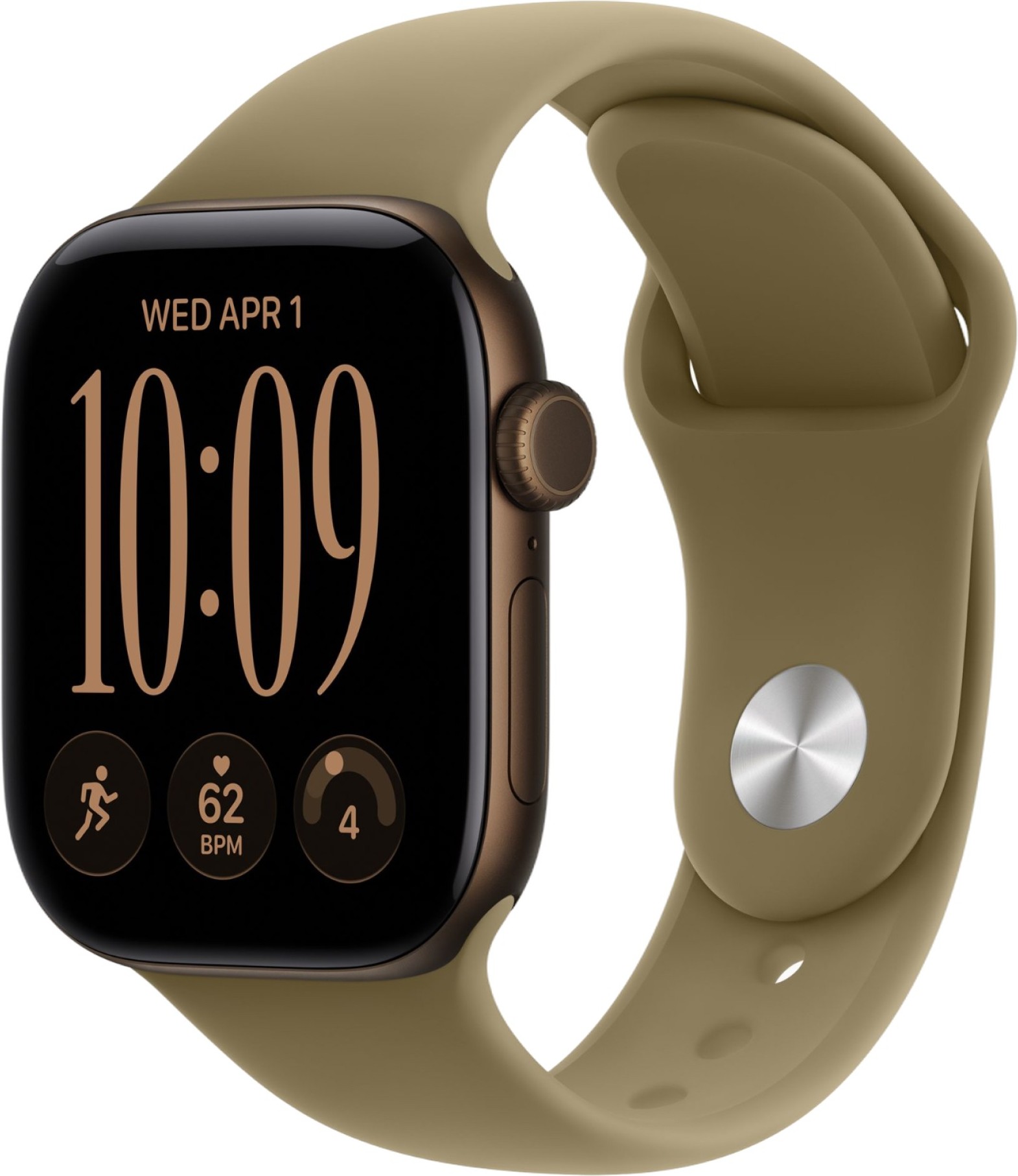 Apple Watch Series 12, 46 mm, GPS, Dark Bronze Aluminum, Olive Sport Band, M/L