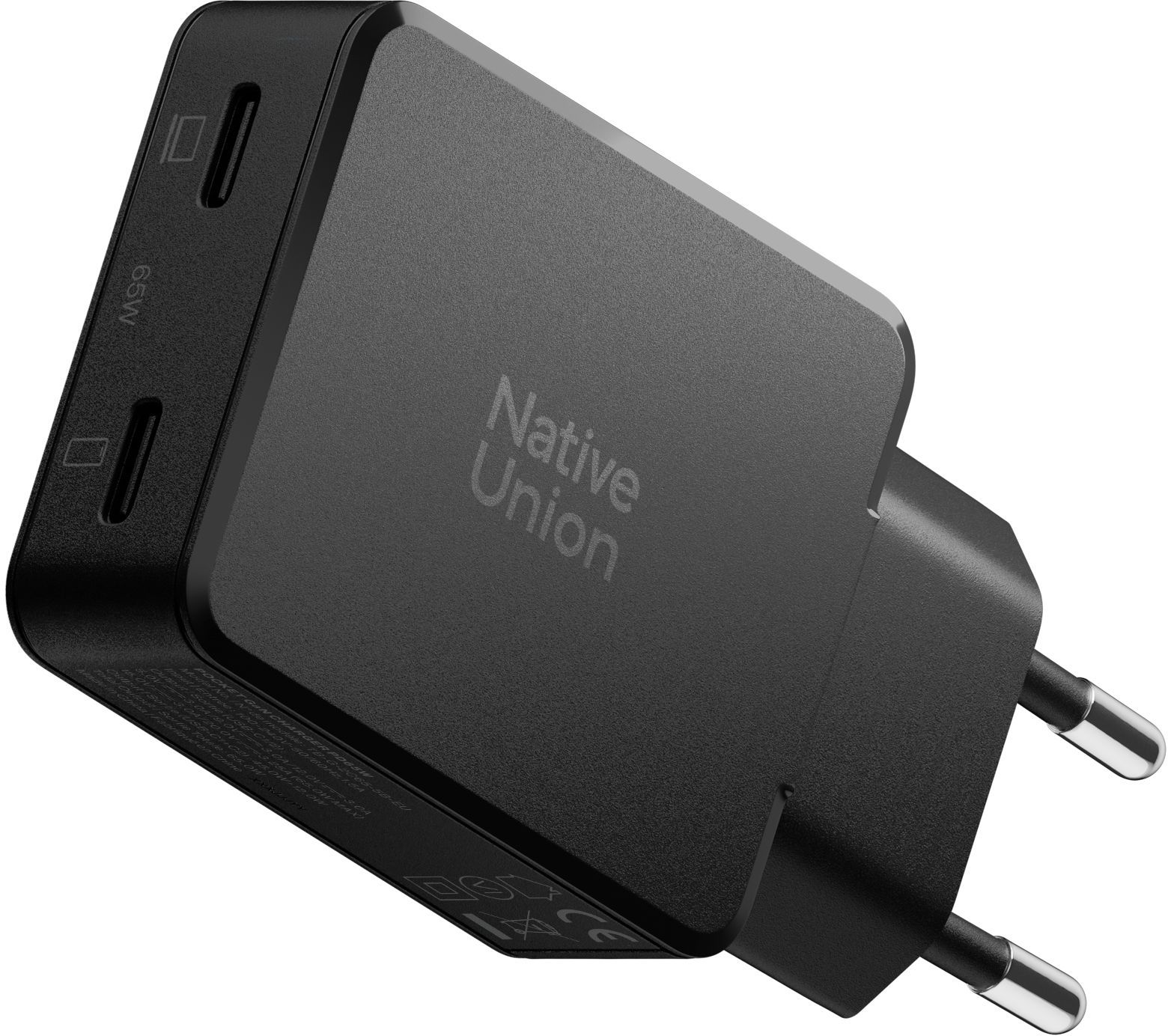 

Сетевое зарядное устройство Native Union Pocket GaN Charge 2xUSB-C, 65Вт, черный, Сетевое зарядное устройство Pocket GaN Charge 2xUSB-C, 65Вт, черный