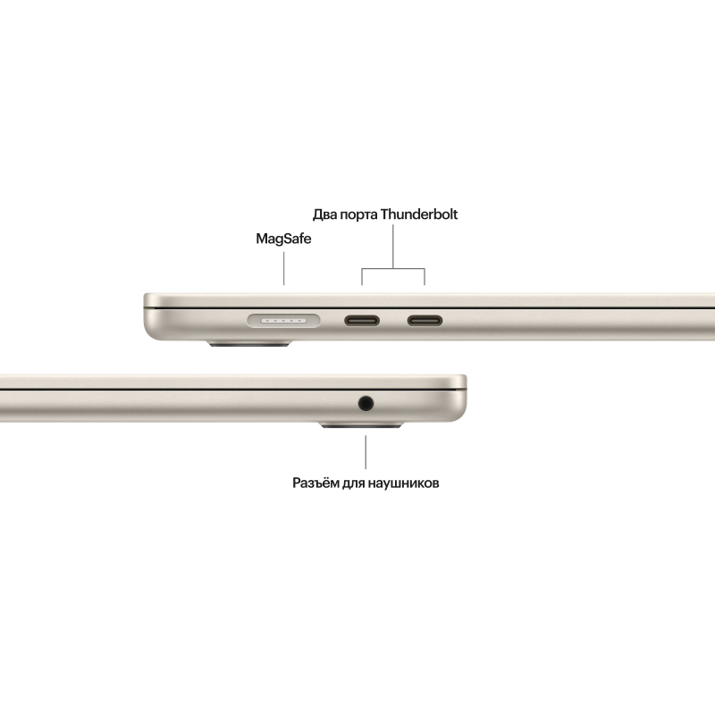Apple MacBook Air 15" (M3, 8C CPU/10C GPU, 2024), 16 ГБ, 256 ГБ SSD, 35 W, «сияющая звезда» Фото-5